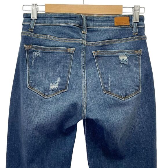 Judy Blue Slim Tapered Jeans Dark Wash Distressed Denim Straight Leg Size 26 | 2 - Picture 6 of 13